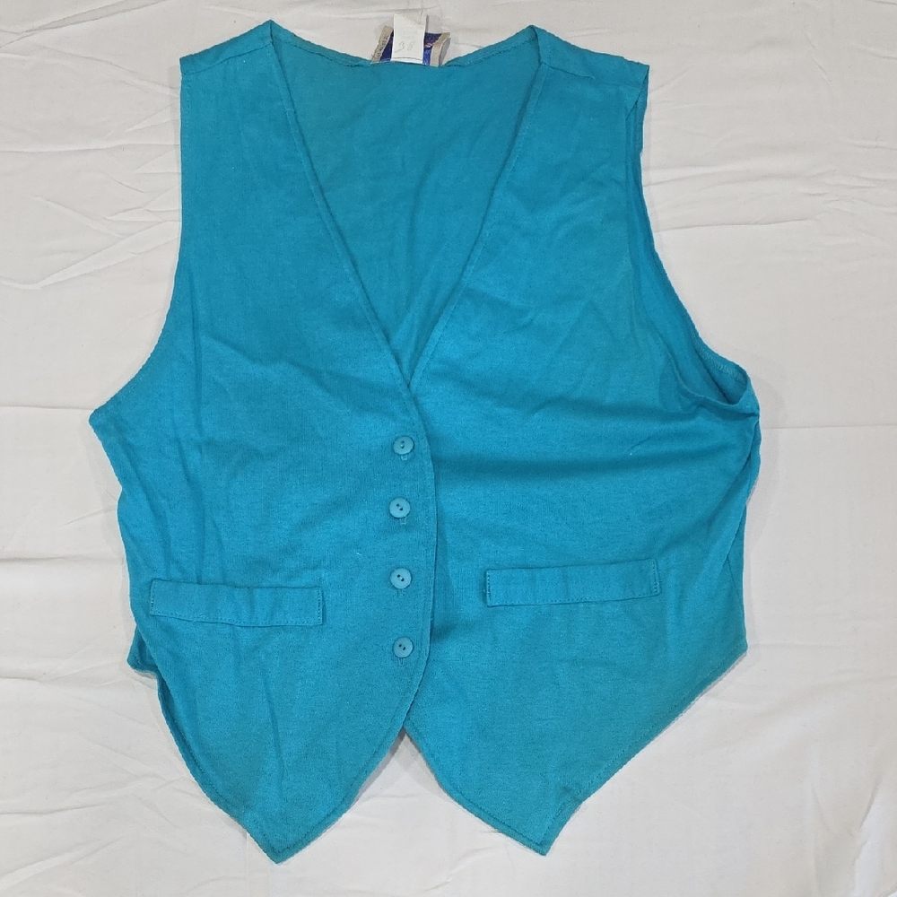 Teal Sleeveless Button-Up Women's Top